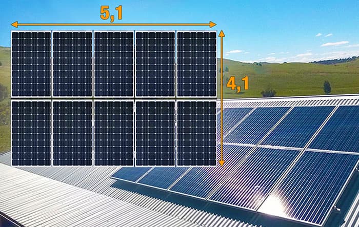 Diagrama de área para instalação de painéis solares no telhado